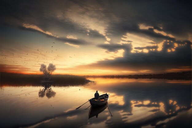 Wunderbare Natur, horizontale Landschaft, erstaunlicher Hintergrund, Wasserhimmel, traumhafter Naturbaum