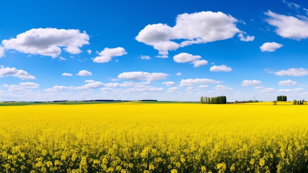 Foto wunderbare rapsblumen feld blauer himmel tapete ki-generiertes bild