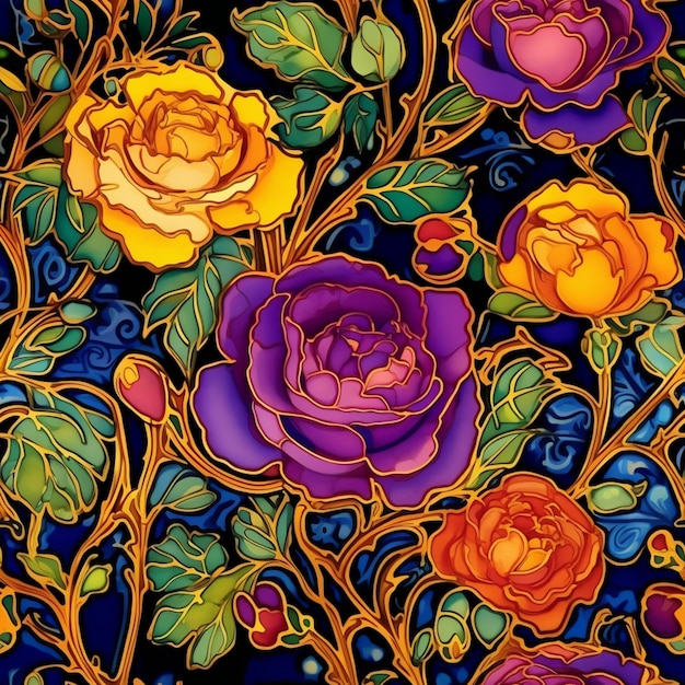 wunderbare Rosen-Nouveau-Kunstmuster