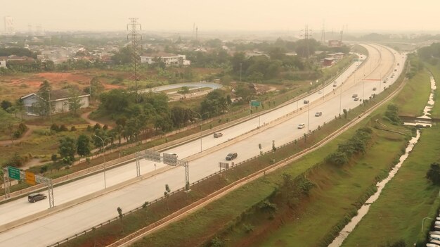 Wunderbare Stadtlandschaft mit Blick auf Gebäude und Autobahnreisekonzept Jakarta City Indonesien