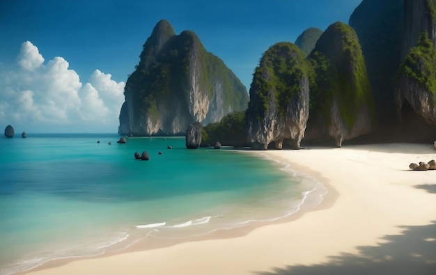 Wunderbarer magischer Strand in Thailand Generative KI-Illustration