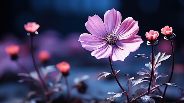Wunderschön aus wildrosa Blume mit dunklem Hintergrund