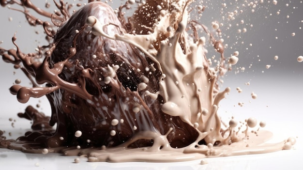 Wunderschöne abstrakte Milch- und Schokoladenexplosion