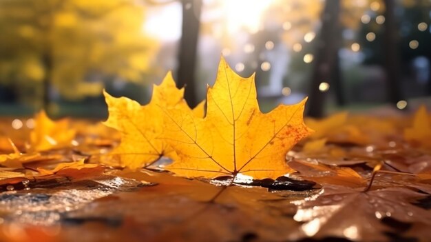 wunderschöne Ahornblätter am sonnigen Herbsttag