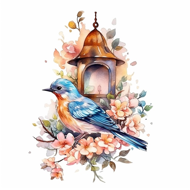 Wunderschöne Aquarell-Vögel-Illustration