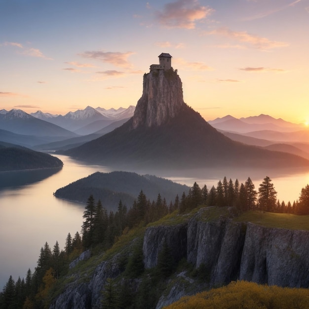 wunderschöne Aussicht auf die Berge und den See