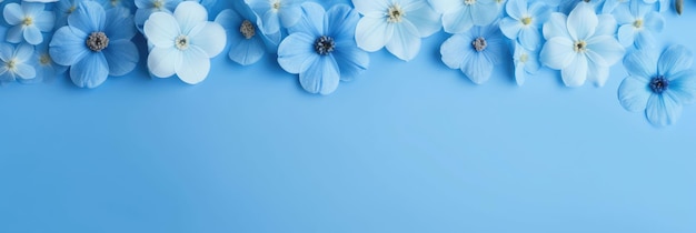 wunderschöne blaue Blumen auf blauem Hintergrund Hintergrund generiert von KI