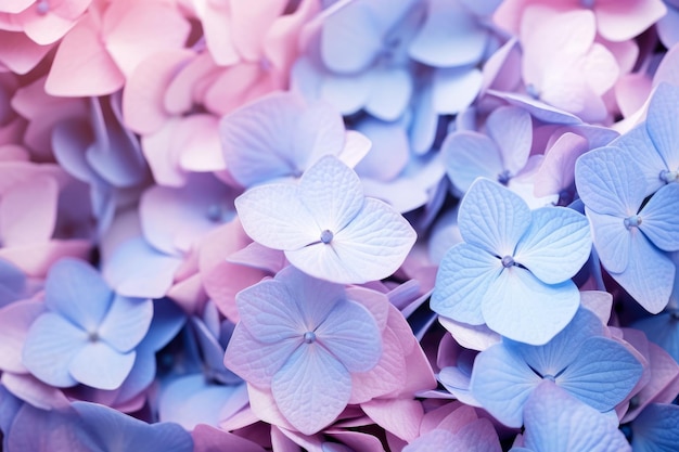 Foto wunderschöne blaue hortensieblüten im hintergrund in nahaufnahme