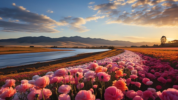 wunderschöne Blumenfeldlandschaft