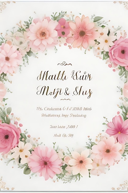 Wunderschöne Blumenkranz-Hochzeitseinladung