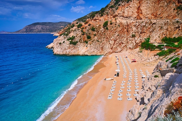 Wunderschöne Buchtlandschaft in Kas, Türkei Blick auf den Strand von Kaputas