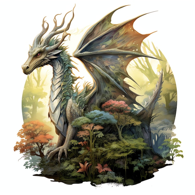 wunderschöne Drachen-Aquarell-Clipart-Illustration