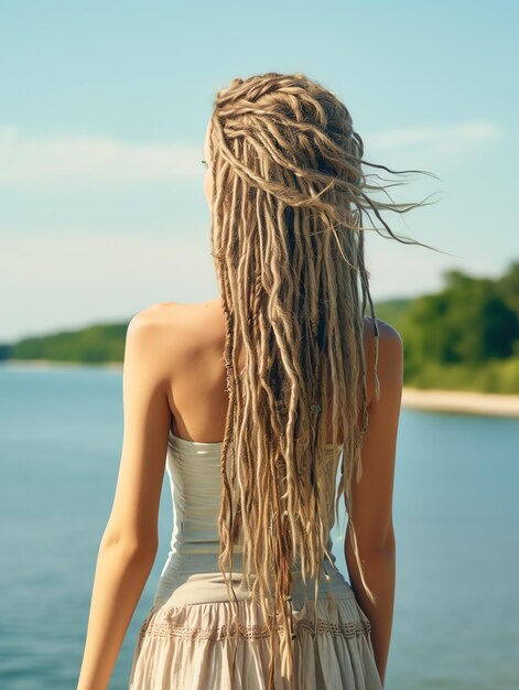 Foto wunderschöne dreadlocks-frisur