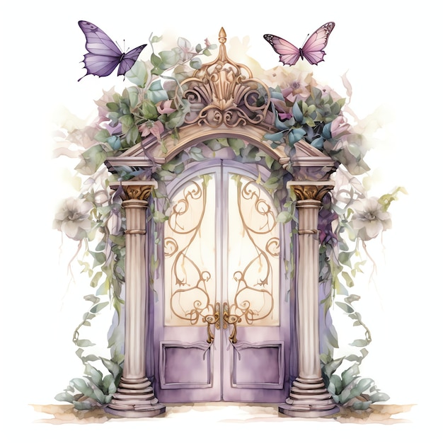 wunderschöne Fairy Doorways Aquarell Fantasie Märchen Clipart Illustration