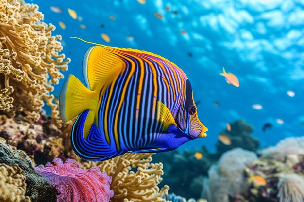Wunderschöne Farbmeeresfische, wunderschöne Fische auf dem Meeresboden und den Korallenriffen