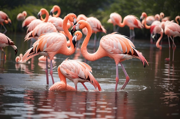 Wunderschöne Flamingos im See