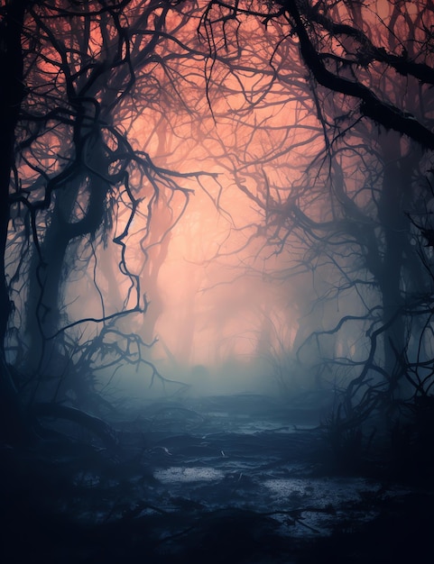 wunderschöne Gothic Enchanted Dark Night Forest Hintergrund Digitale Papier Clipart Illustration