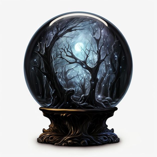 wunderschöne gotische schwarze Kristallkugel-Clipart-Illustration