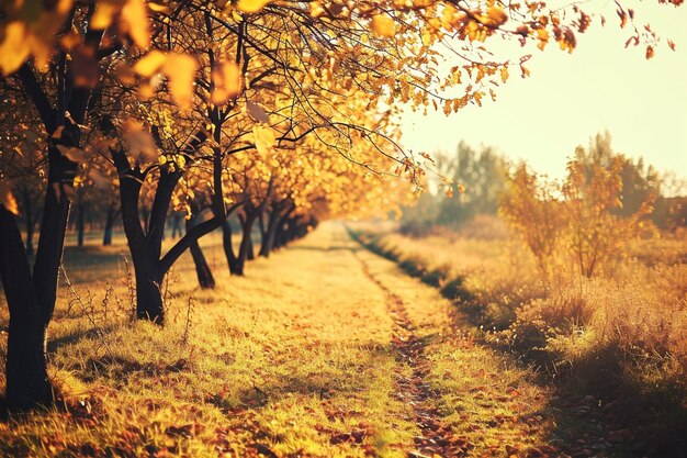 Wunderschöne Herbstlandschaft im Hintergrund, Vintage-Naturszene in der Herbstsaison