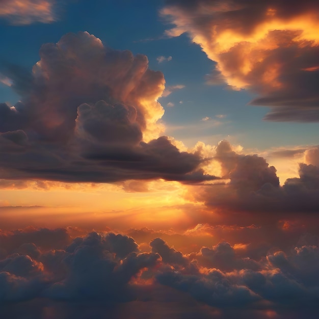 Wunderschöne hyperrealistische Wolken im Sonnenuntergang