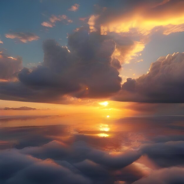 Wunderschöne hyperrealistische Wolken im Sonnenuntergang