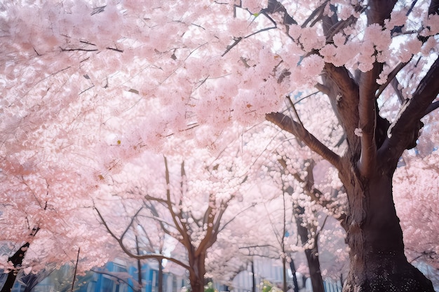 Wunderschöne Kirschblüten in Japan AI
