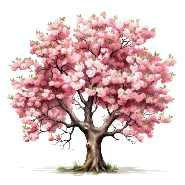 wunderschöne Kirschblütenbaum Aquarell Clipart-Illustration