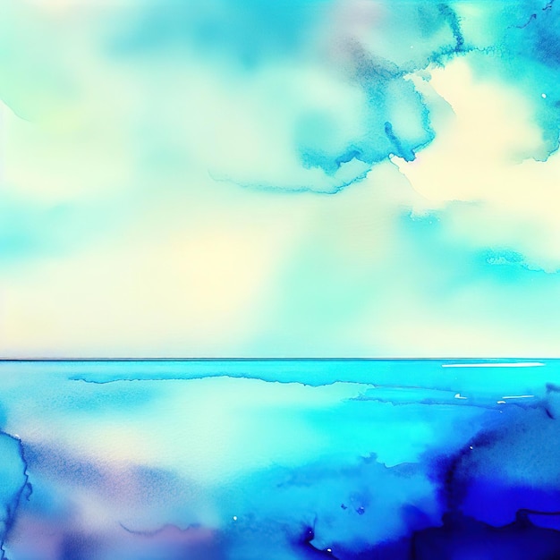 wunderschöne Küste und blauer Himmel im Copyspace-Tinten- und Wasserstil mit generativer KI