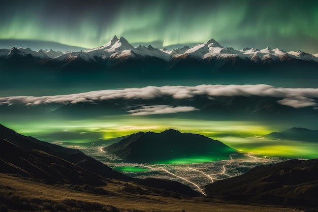 wunderschöne Landschaft mit einem Berg und einem bewölkten Himmel wunderschönes Landschaft mit einen Berg und einem