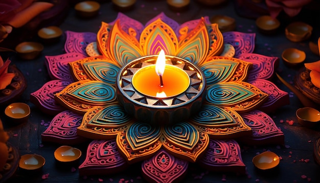 wunderschöne, lebendige Farbdesigns im Diwali-Stil