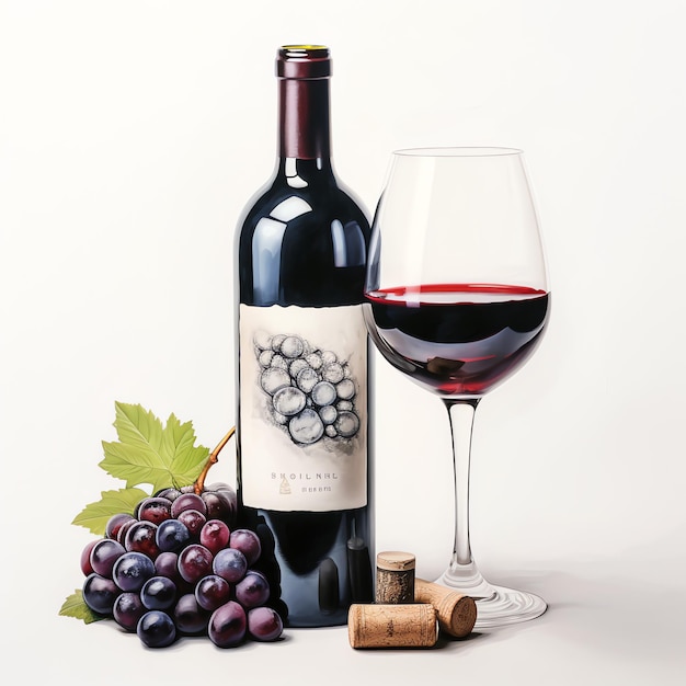 wunderschöne Merlot-Wein-Aquarellgetränk-Clipart-Illustration