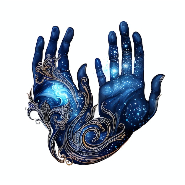 wunderschöne mystische Hände Fantasy-Aquarell-Märchen-Clipart-Illustration