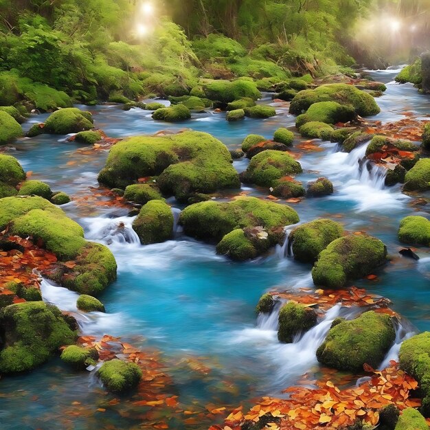 wunderschöne natürliche Wasserfälle, wunderschöner natürlicher Wald