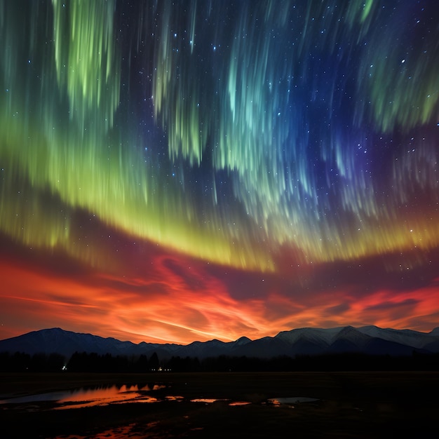 Wunderschöne Nordlichter am Nachthimmel