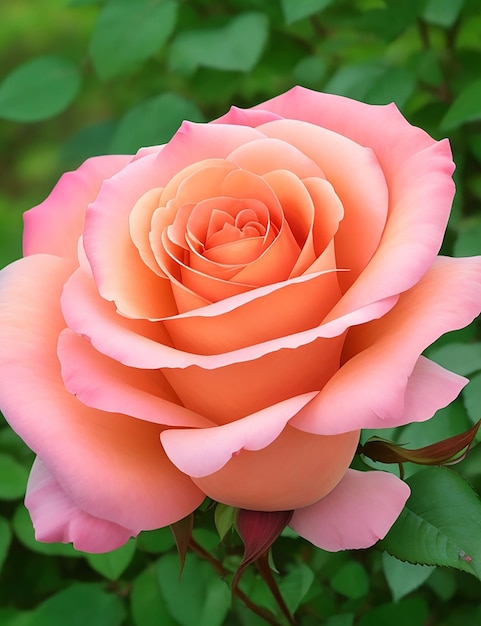 Wunderschöne pfirsichfarbene Rose in der Natur, generiert von KI