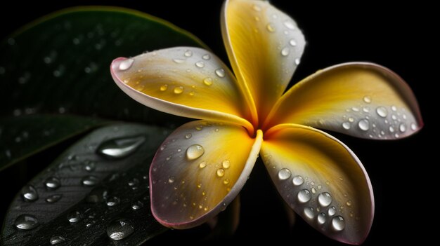 Wunderschöne Plumeria-Blumen, Tiefenschärfe-Definitionsmakro. Ai-generierte Kunst