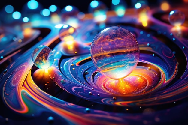 Foto wunderschöne psychedelische lichtabstraktion auf einer seifenblase