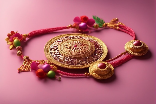 Foto wunderschöne rakhi auf einem gradienten hintergrund für raksha bandhan raksha bandhan wunderschönen gruß