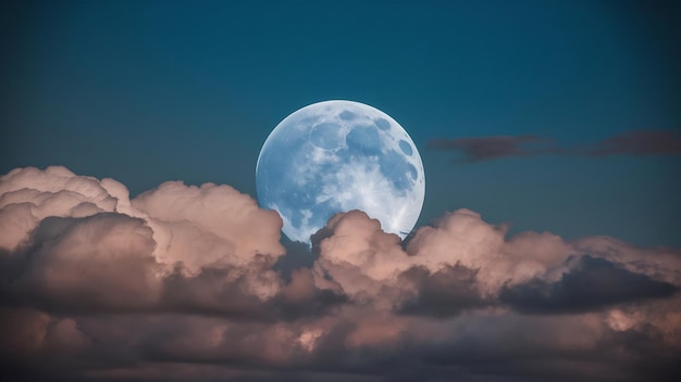 Wunderschöne, realistische Wolken mit Vollmond