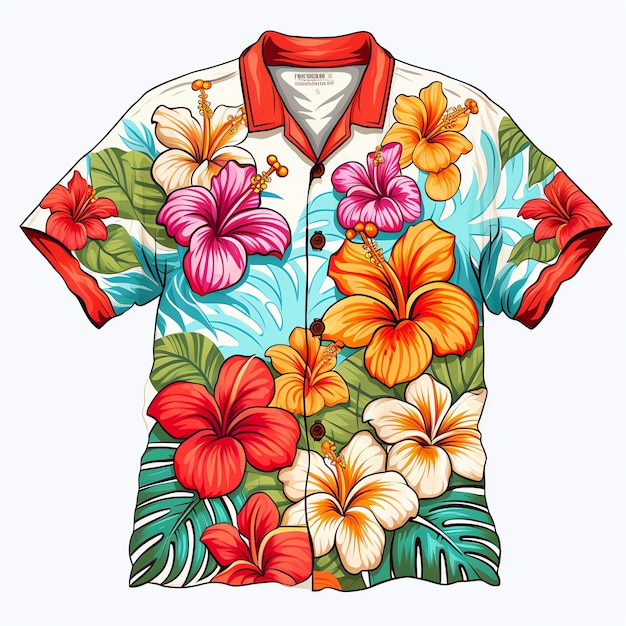 wunderschöne Retro-Hawaii-Hemd-Clipart-Illustration