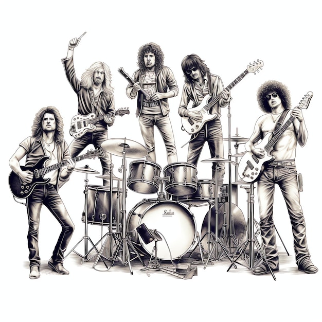 Foto wunderschöne rock'n'roll-band-clipart-illustration