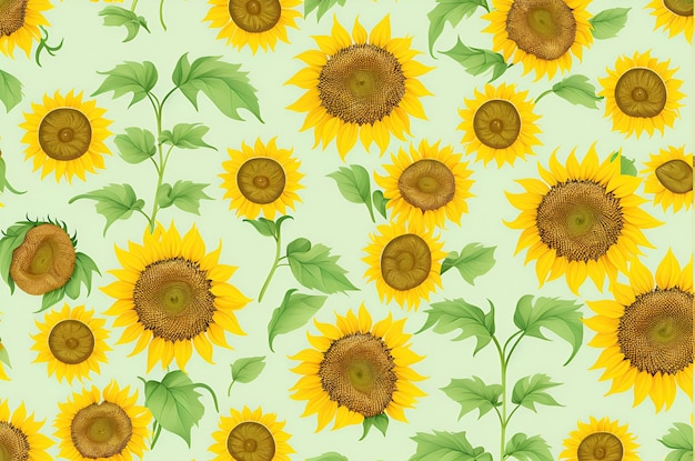Wunderschöne Sonnenblumen im Vintage-Stil mit Blättern in Großaufnahme als Hintergrund