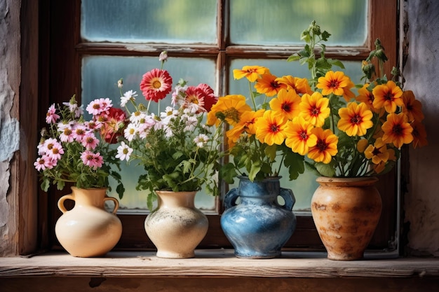 Wunderschöne Töpfe mit Blumen