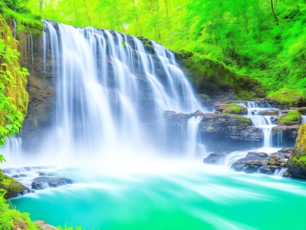 Wunderschöne Wasserfalllandschaft, ai generiert