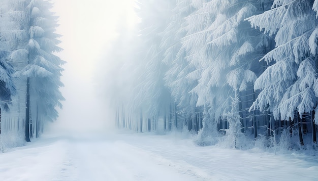 Wunderschöne Winterwaldlandschaft mit Frost auf den Bäumen