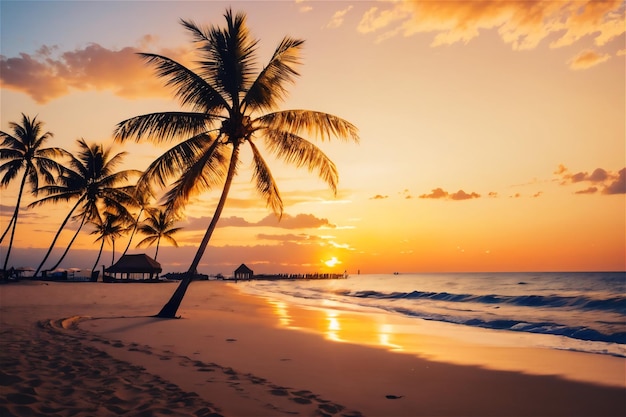 Wunderschöner Abendsonnenuntergang an der Küste der Insel