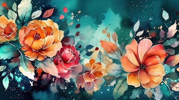 Wunderschöner Aquarellblumen-Hintergrund Generativ Ai