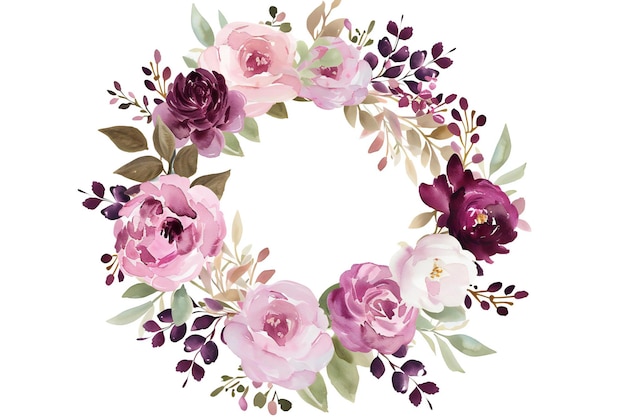 Wunderschöner Aquarellblumenkranz auf weißem Hintergrund