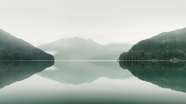 Wunderschöner Bergsee und natürliche Umgebung am Morgen malerisch