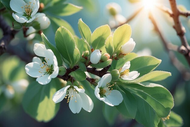 Wunderschöner blumiger Frühlings-Abstrakt-Hintergrund der Natur Zweige blühender Aprikosen-Makro mit weichem Fokus auf sanftem hellblauen Himmelshintergrund Für Ostern- und Frühlingsgrüßkarten mit Kopierraum